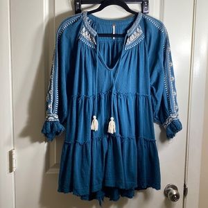 Blue boho top